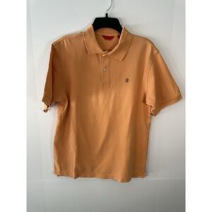 Mens Izod Polo Shirt Size Medium  Orange 100% Cotton L Golf Office VINTAGE tag